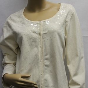 Style & Co. Cream Sequin Detailing Cardigan  NWOT